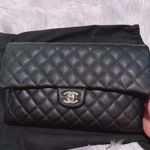 Chanel Classic Flap Clutch in Black Caviar
